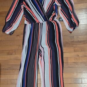 NWT Express Striped Sheer Wide Leg Jumpsuit-Size L